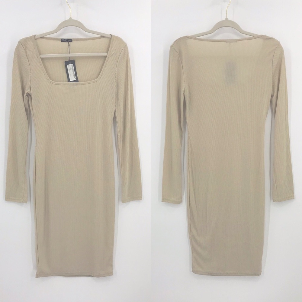 ✨HP✨ Nasty Gal Ribbed Square Neck Midi Dress 6 - Picture 3 of 6